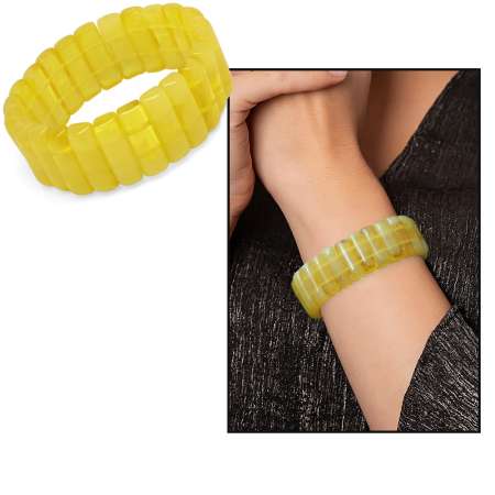 Sarı-Beyaz Hareli Beyrut Kehribar Kadın Rolex Bileklik - STOKYOK