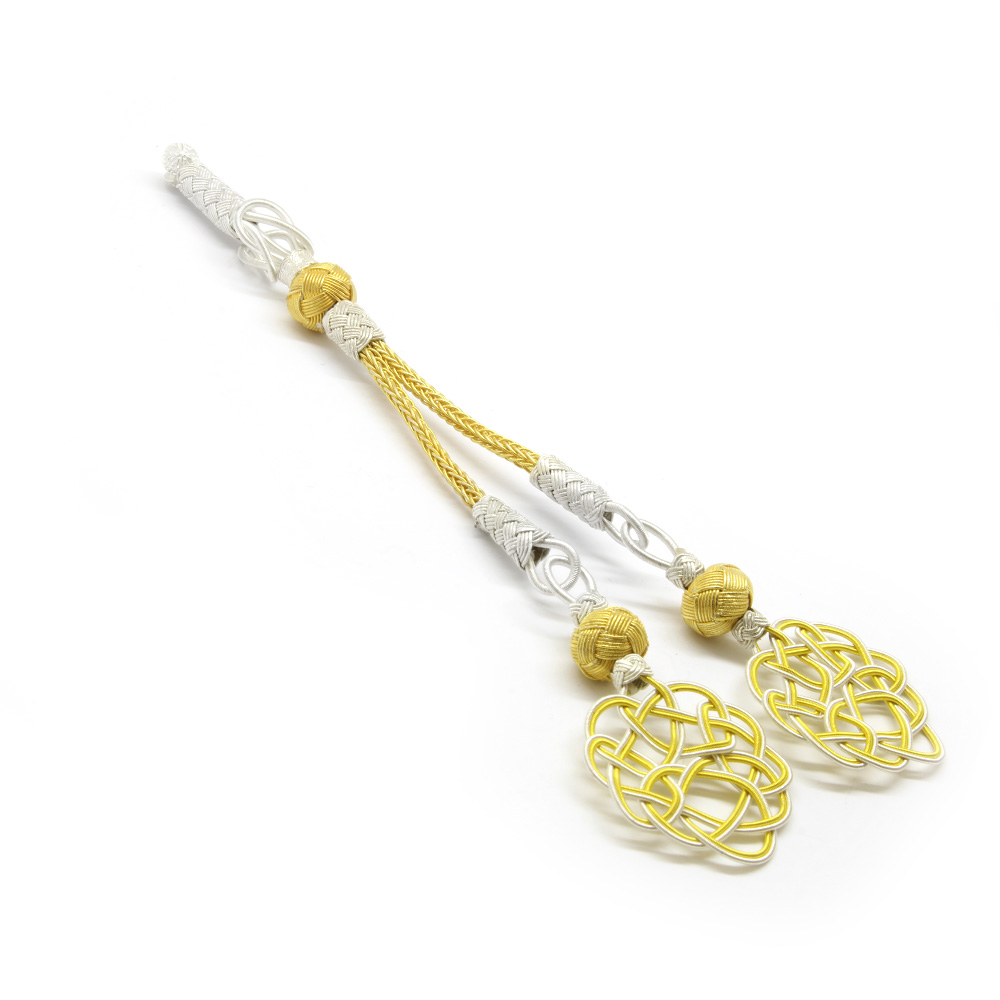 Sarı Beyaz Renk 1000 Ayar Gümüş 2 li Kazaz Püskül - 2