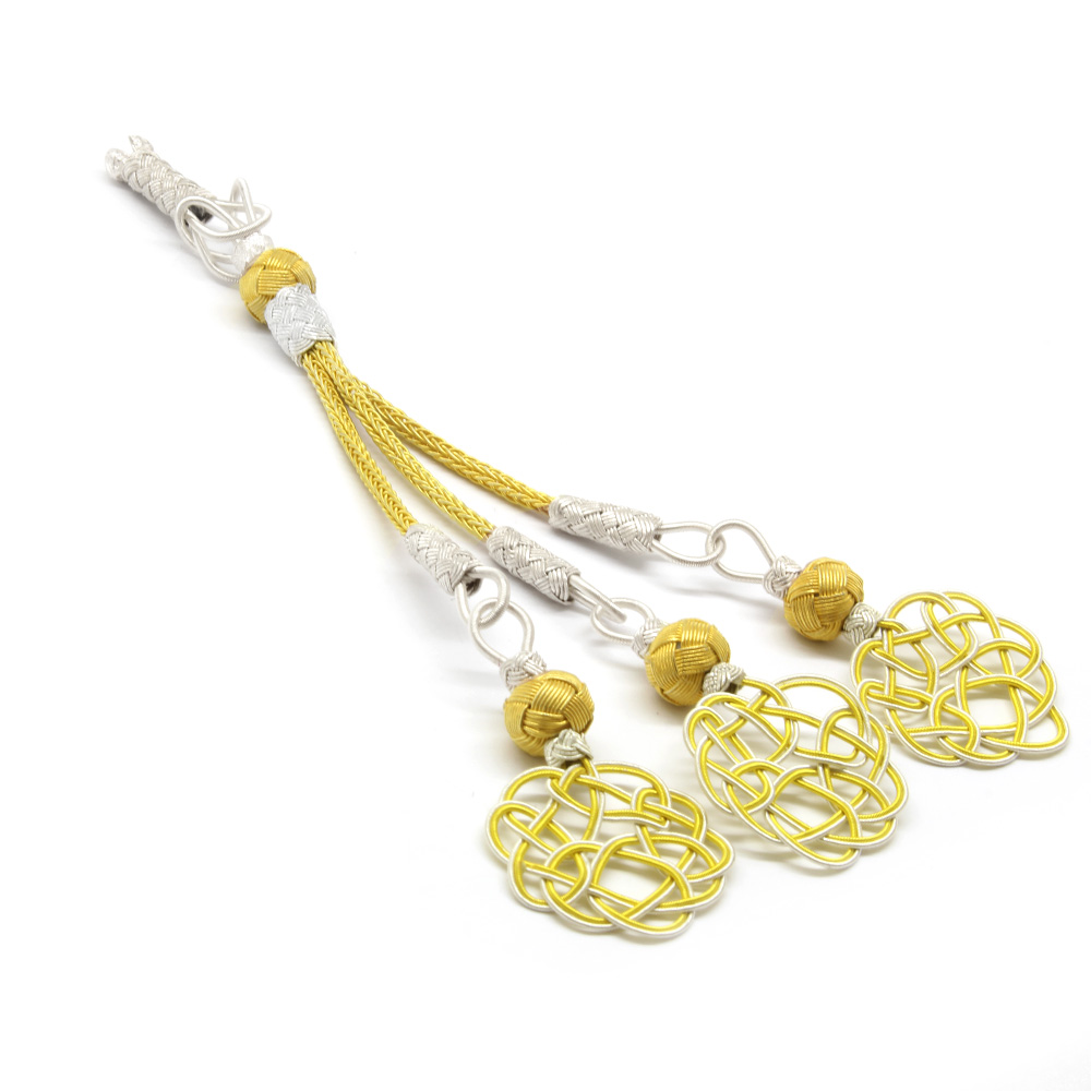 Sarı Beyaz Renk 1000 Ayar Gümüş 3 lü Kazaz Püskül - 2