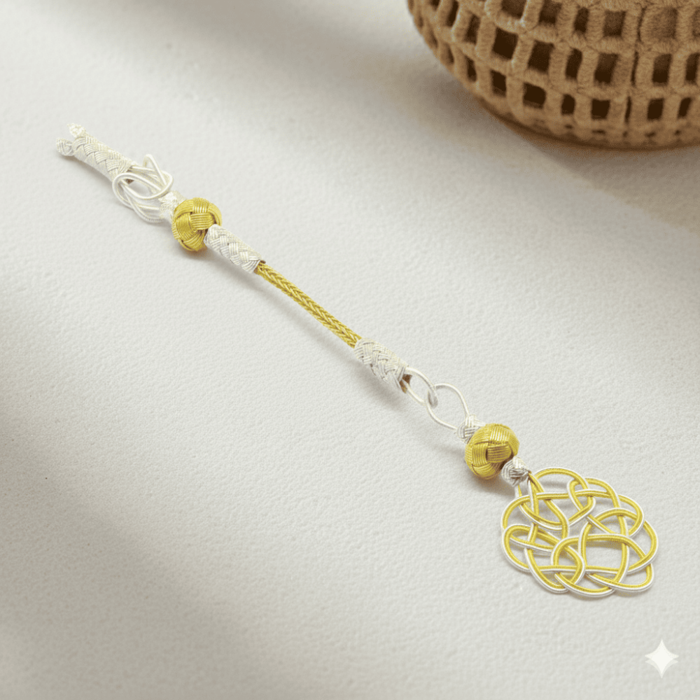 Sarı Beyaz Renk 1000 Ayar Gümüş Kazaz Püskül - 1