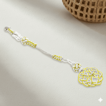 Sarı Beyaz Renk Bakır Kaplama Kazaz Püskül - Tesbihane