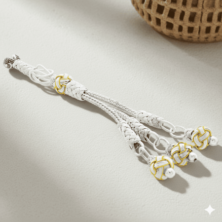 Gümüş Sarı Renk Bakır Kaplama 3 lü Top Kazaz Püskül - Tesbihane