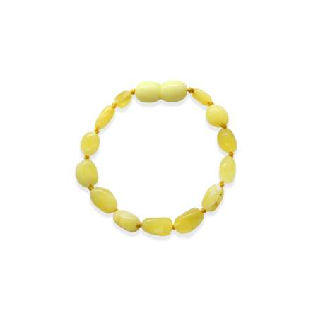 Sarı Beyaz Renk Doğal Damla Kehribar Bebek Bileklik - Tesbihane