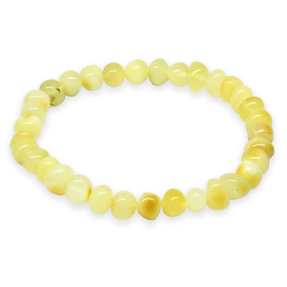 Sarı Beyaz Renk Natural Form Doğal Damla Kehribar Erkek Bileklik - 6