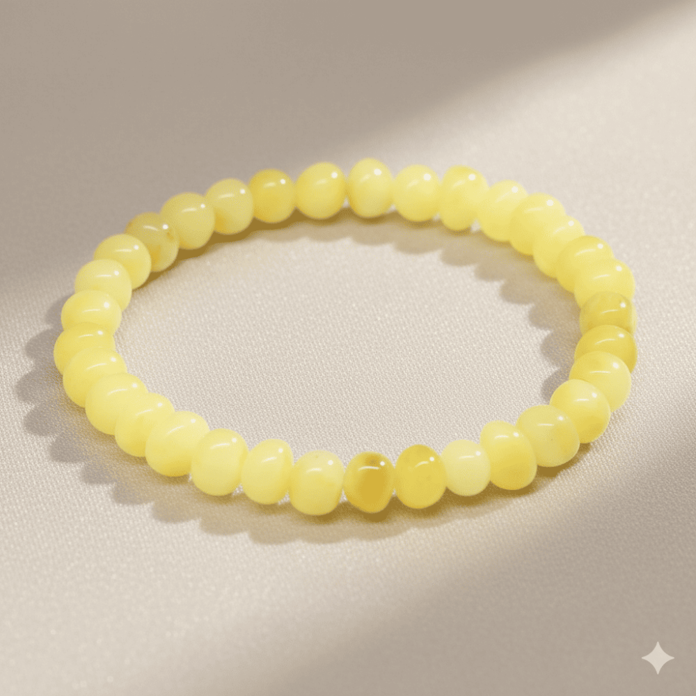 Sarı Beyaz Renk Natural Form Doğal Damla Kehribar Erkek Bileklik - 3