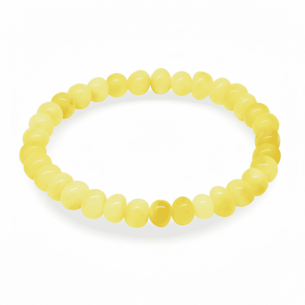 Sarı Beyaz Renk Natural Form Doğal Damla Kehribar Kadın Bileklik - 4