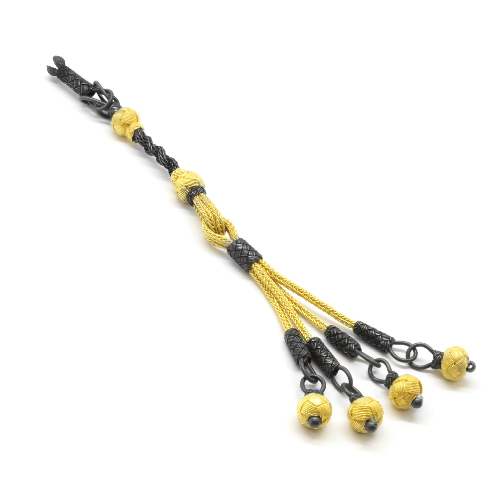 Sarı Gri Renk 4 lü 1000 Ayar Gümüş Top Kazaz Püskül - 2