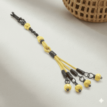 Sarı Gri Renk 4 lü 1000 Ayar Gümüş Top Kazaz Püskül - Tesbihane