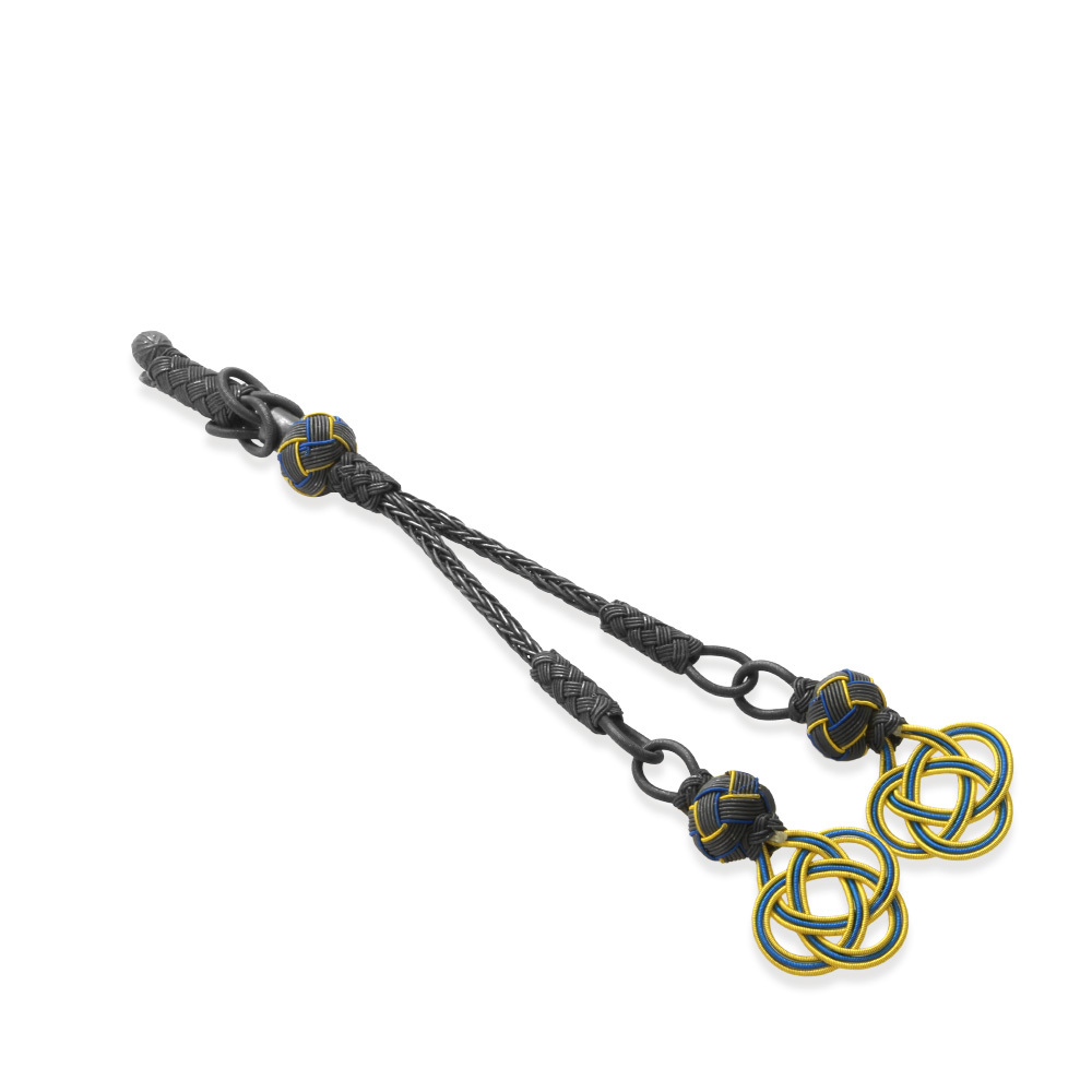 Sarı-Lacivert Renk 1000 Ayar Gümüş 2'li Taraftar Kazaz Püskül - 2