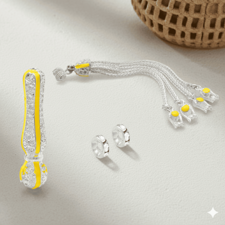 Sarı Mineli Alpaka Püskül Seti - Tesbihane