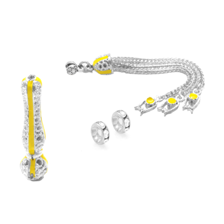 Sarı Mineli Alpaka Püskül Seti - Tesbihane