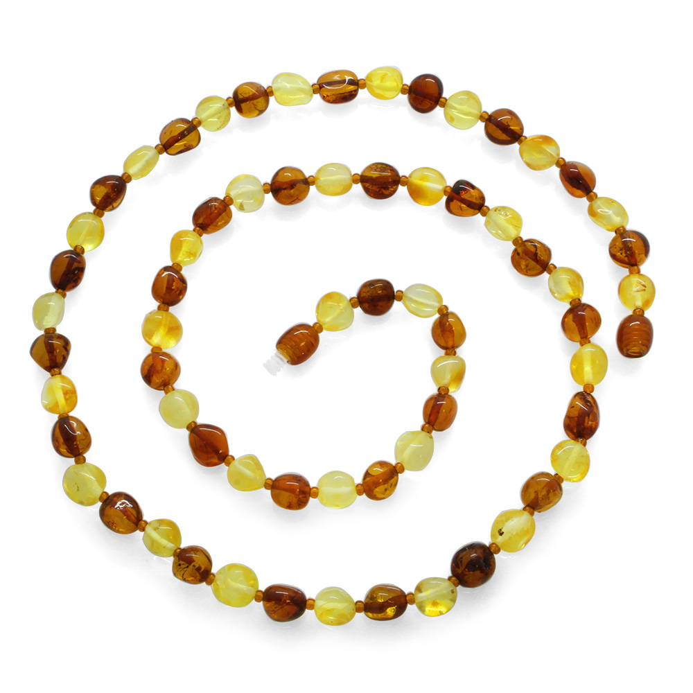 Çok Renkli Mat Doğal Damla Kehribar Bayan Kolye - 3