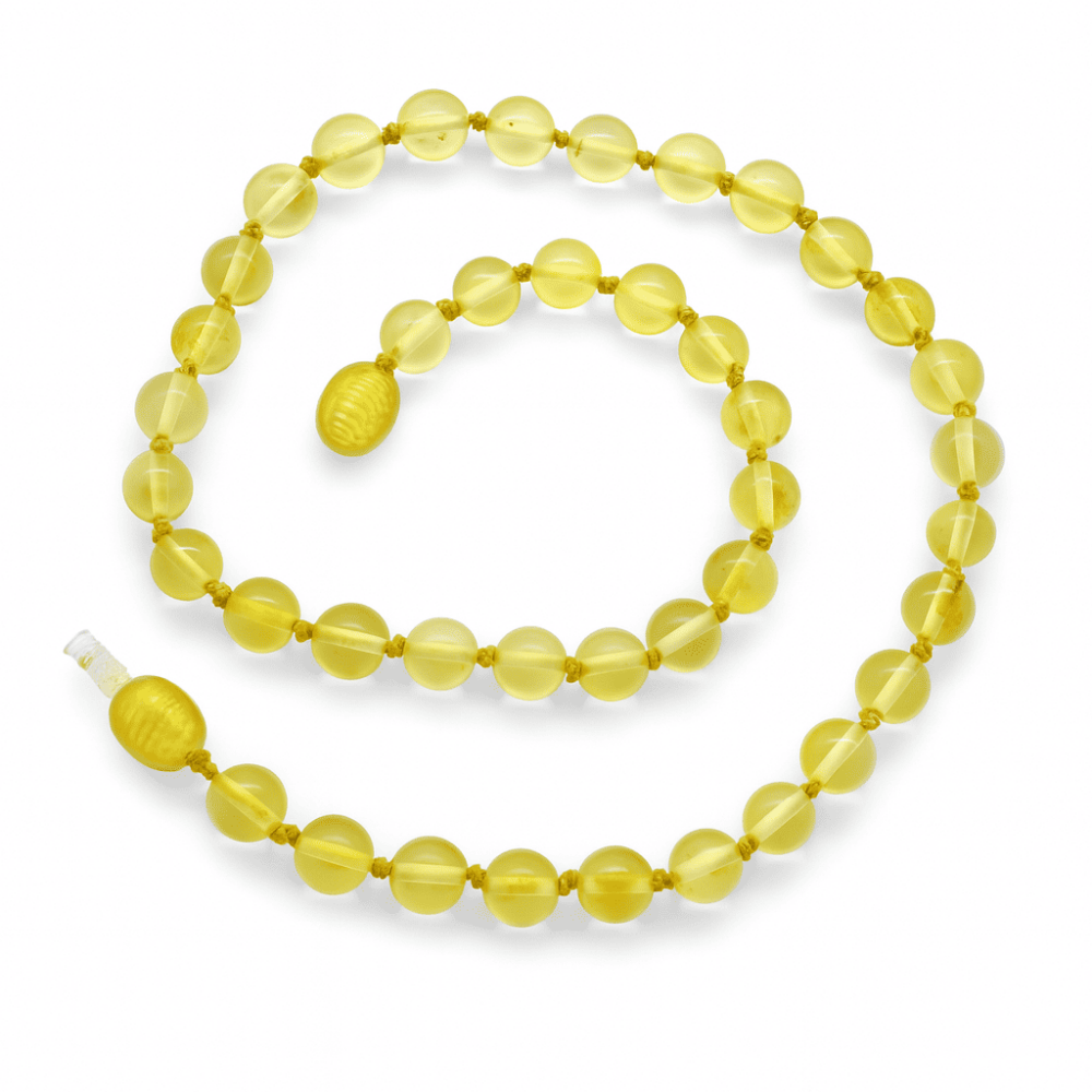 Şeffaf Açık Sarı Doğal Damla Kehribar Taşlı Maxi Boy Bebek Diş Kolyesi - 3