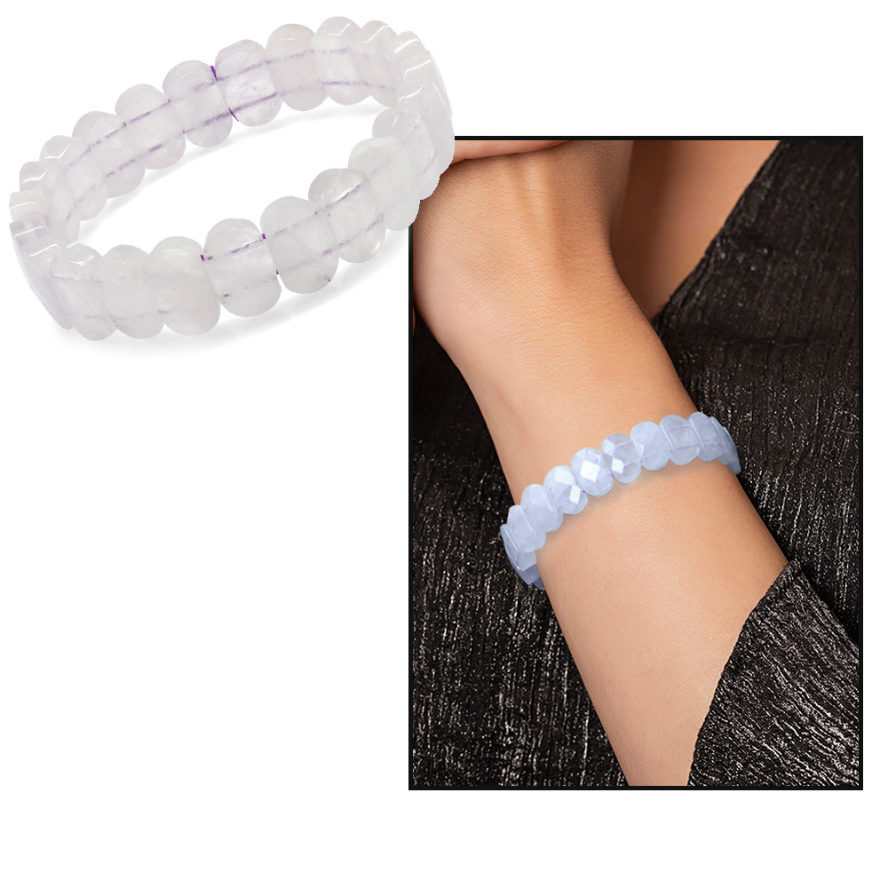 Şeffaf Ametist Doğaltaş Rolex Kadın Bileklik - 6