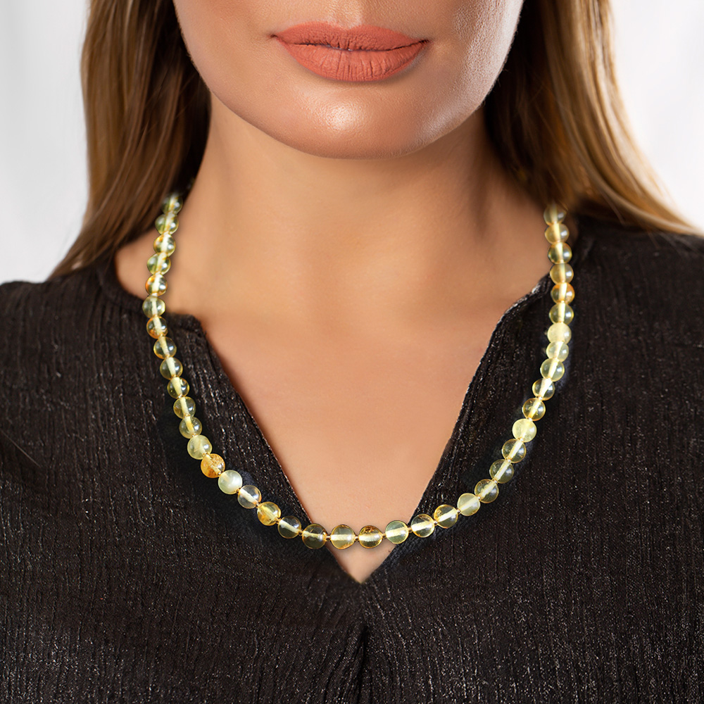 Şeffaf Sarı Doğal Damla Kehribar Kadın Kolye - 3