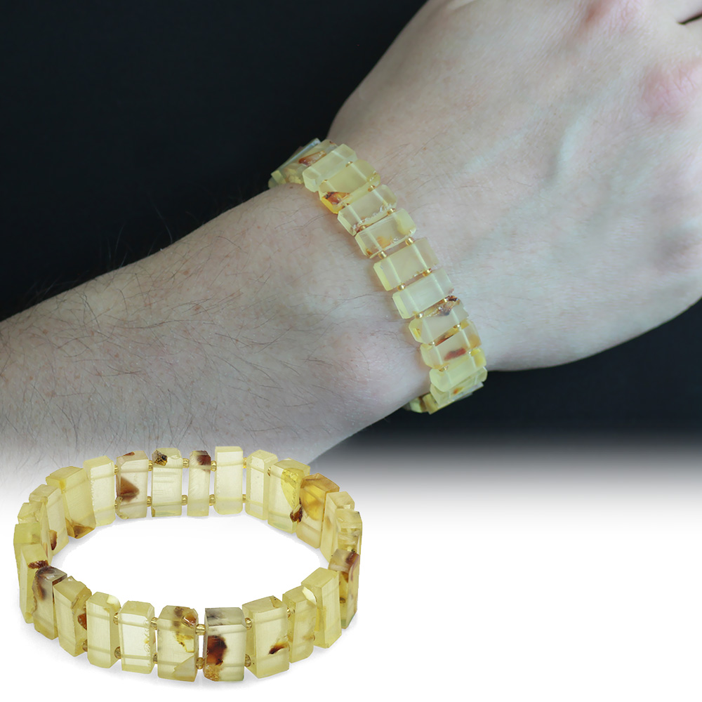 Şeffaf Sarı Renk Doğal Damla Kehribar Rolex Erkek Bileklik - 1