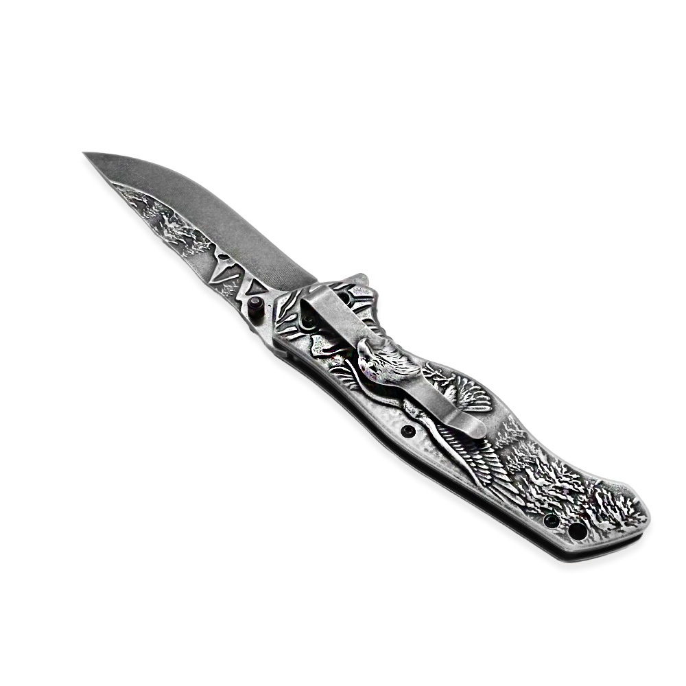 Sibirya Kartal Desenli Metal Saplı İsme Özel 9Cr18MoV Kalite Paslanmaz Çelik Avcı Kamp Bıçağı - 2