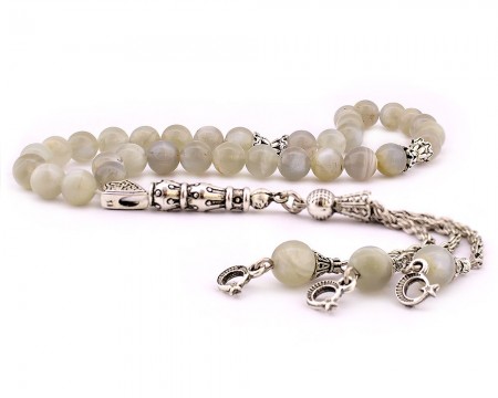 Kararmaz Metal Ayyıldız Püsküllü Küre Kesim Aytaşı Doğaltaş Tesbih - Tesbihane