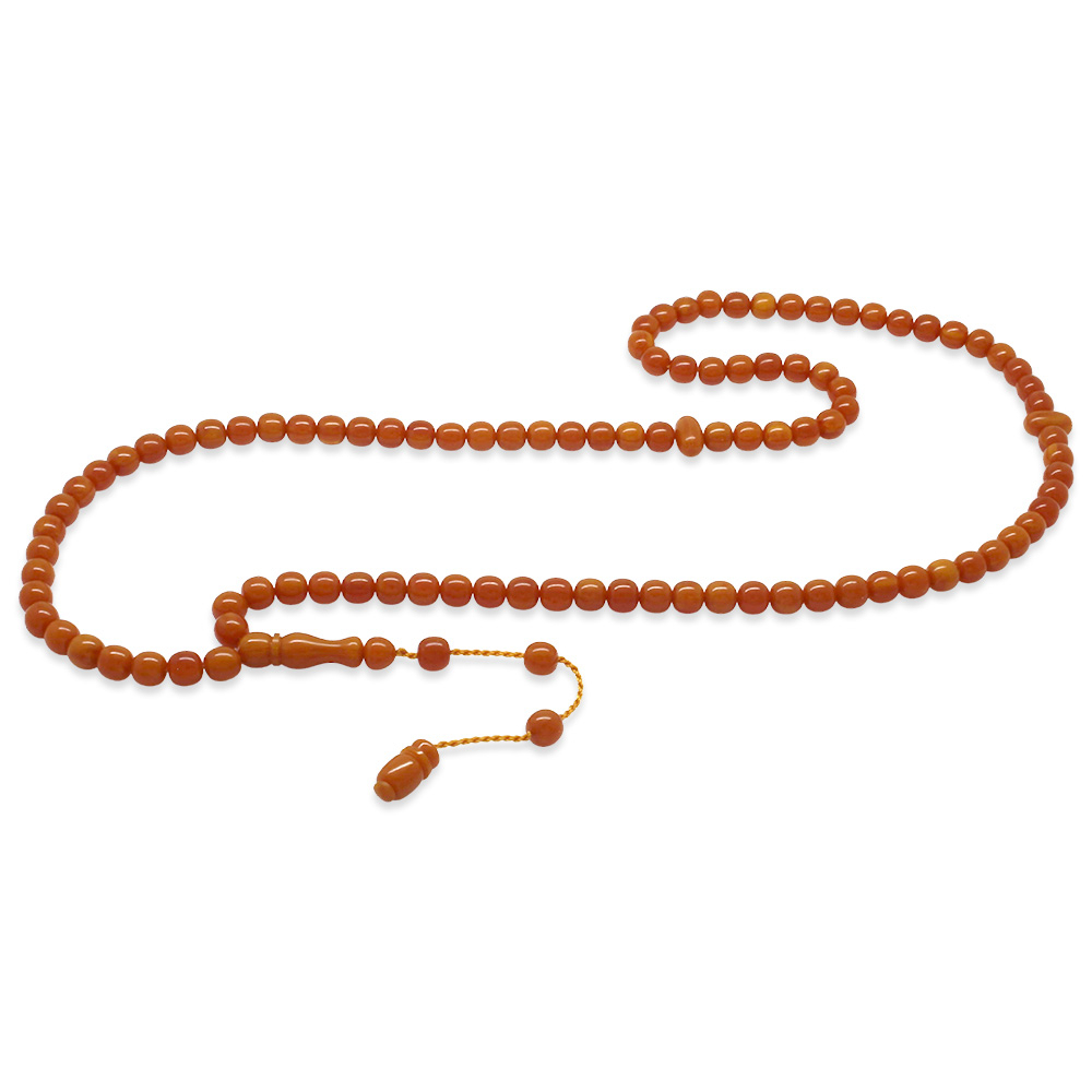 Sıkma Kehribar Namaz Tesbihi - Sistemli - Kahverengi - Özel Kesim - 4