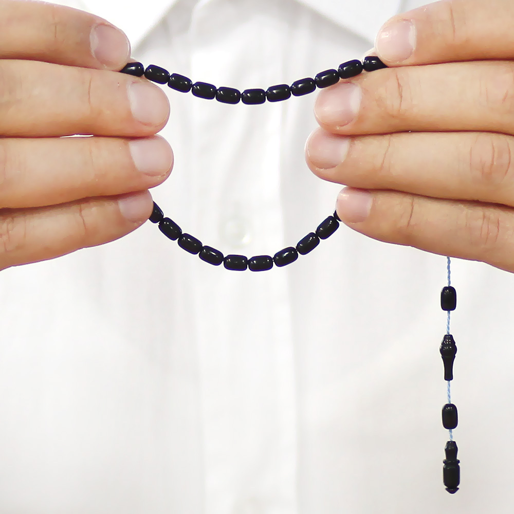 Sıkma Kehribar Tesbih - Mini Boy - Sistemli - Siyah - Kapsül Kesim - 3