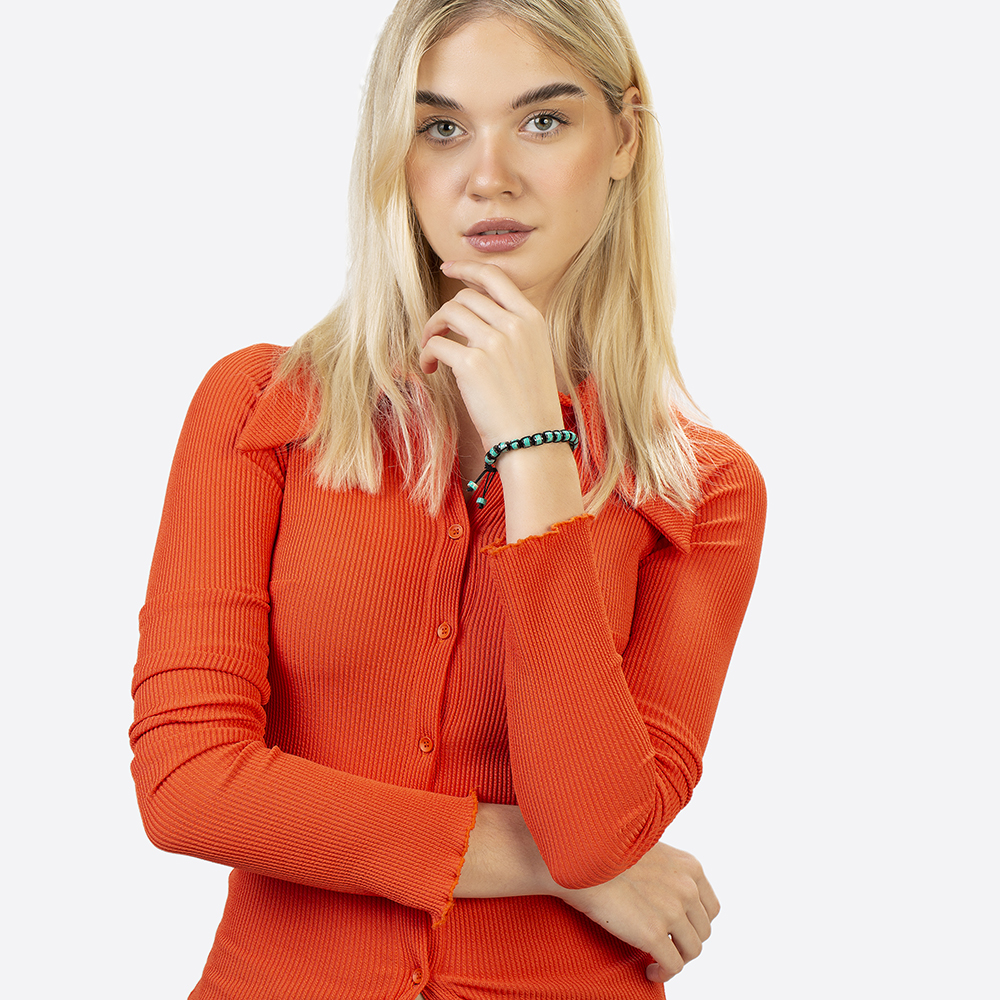 Silindir Kesim Makrome Örgülü Yeşil Varisit Hematit Kombinli Doğaltaş Kadın Bileklik - 3