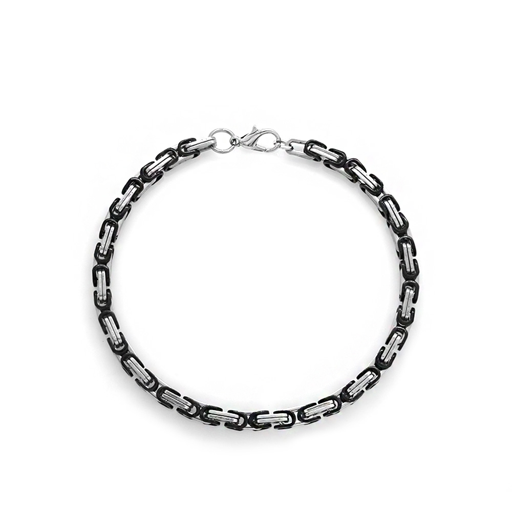 Silver-Black Renk 917L Çelik Erkek Kral Bileklik - 3