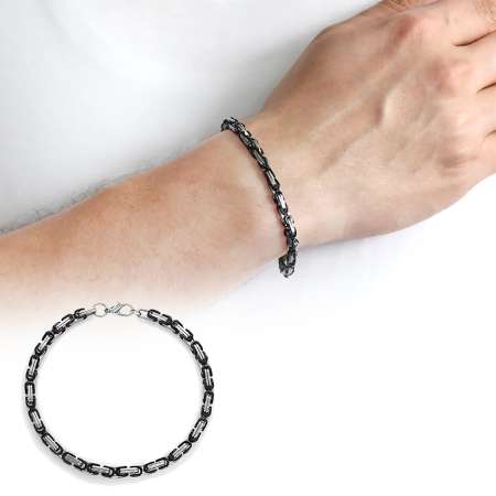 Silver-Black Renk 917L Çelik Erkek Kral Bileklik - Tesbihane