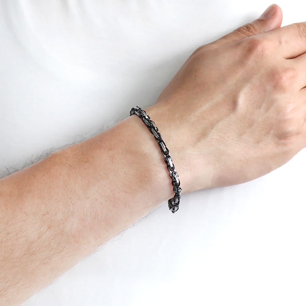 Silver-Black Renk 917L Çelik Erkek Kral Bileklik - 2