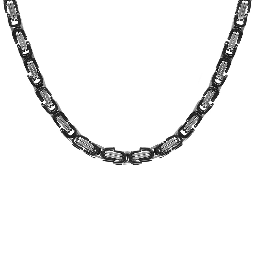 Silver-Black Renk Çelik Erkek Kral Zincir - 3