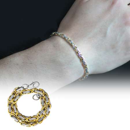 Gümüş Altın Renk 917L Çelik Erkek Kral Bileklik - Tesbihane