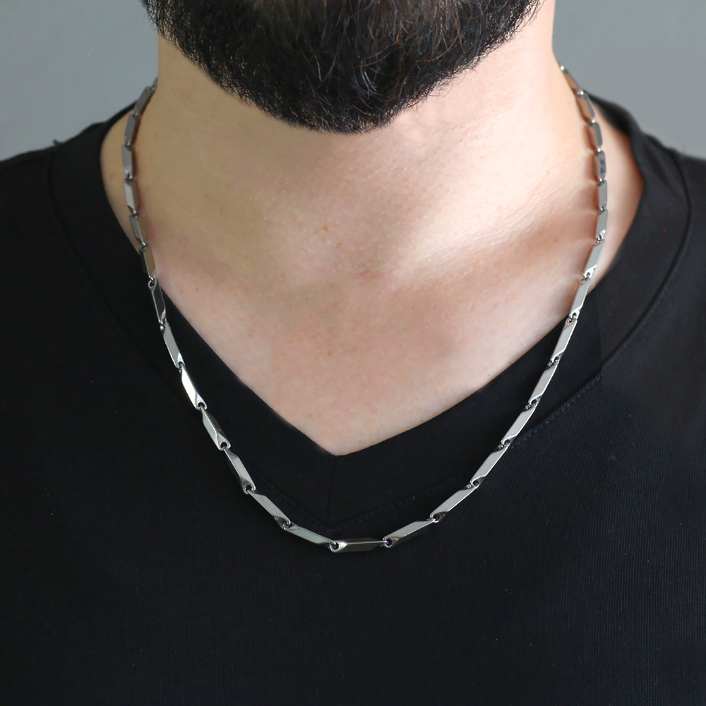 Gümüş Renk 55 cm 317L Çelik Singapur Zincir Kolye - 5