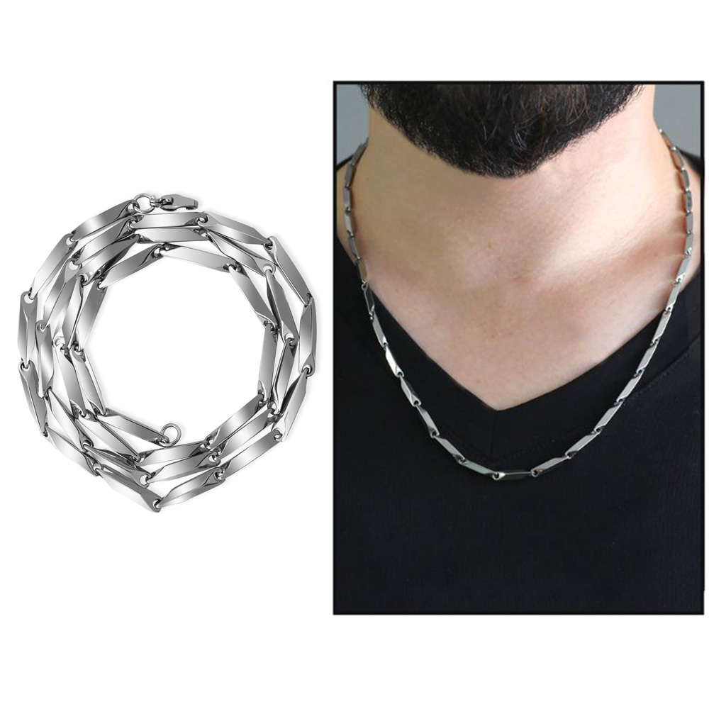 Gümüş Renk 55 cm 317L Çelik Singapur Zincir Kolye - 1