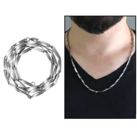Gümüş Renk 55 cm 317L Çelik Singapur Zincir Kolye - Tesbihane