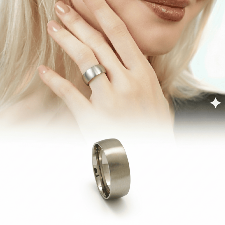 Gümüş Renk Klasik Tasarım 316L Kalite Paslanmaz Çelik Kadın Yüzük Alyans - 21 Ölçü - Tesbihane