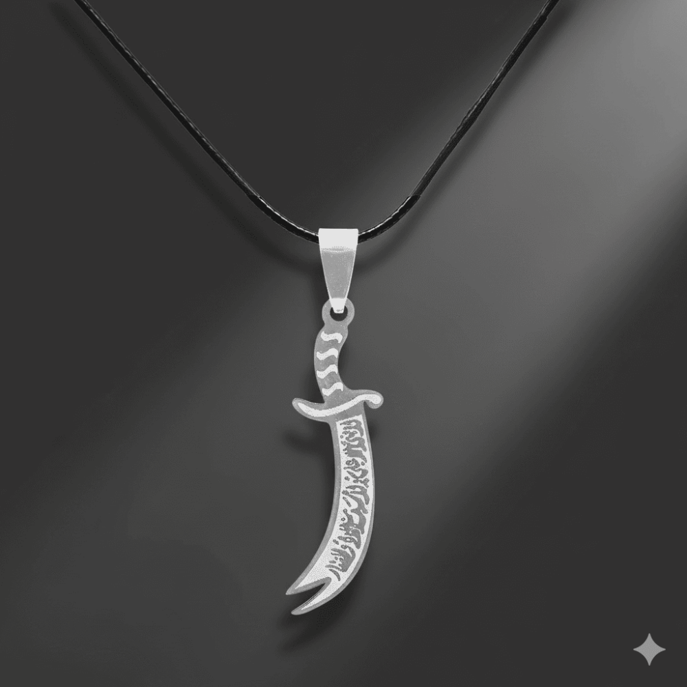 Gümüş Renk Basic Zülfikar Tasarım İsme Özel Yazılı Çelik Erkek Kolye - 3