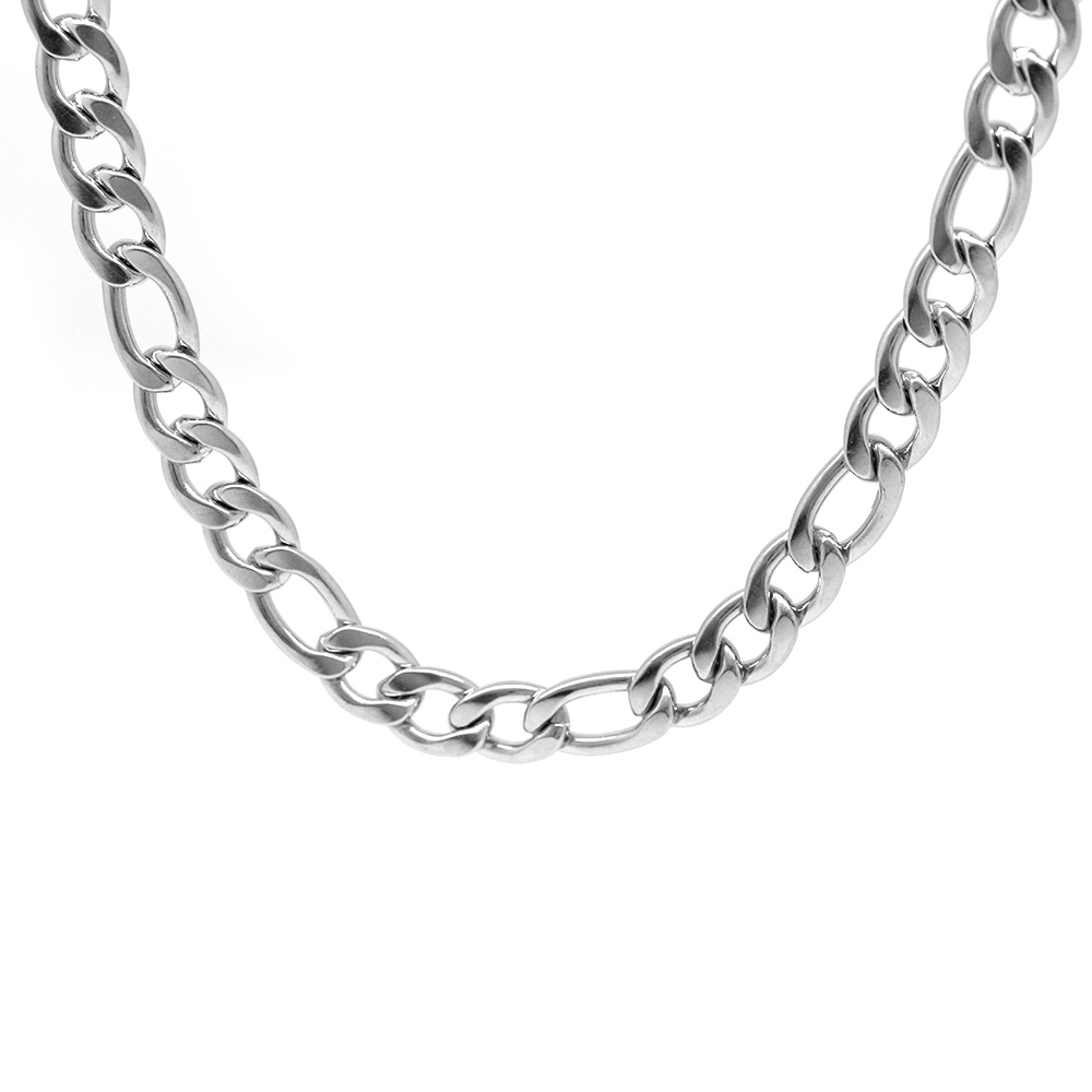 Gümüş Renk Çelik Erkek Figaro Zincir Kolye - 5