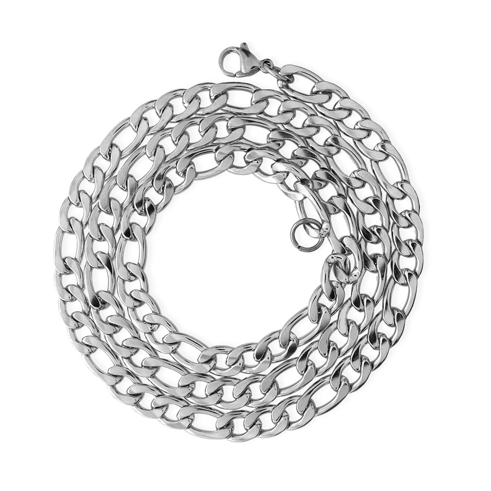 Gümüş Renk Çelik Erkek Figaro Zincir Kolye - 2