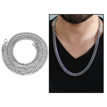 Gümüş Renk Çelik Erkek Gurmet Zincir Kolye - Tesbihane