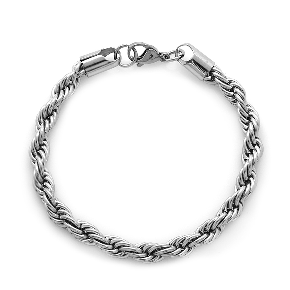 Silver Renk Çelik Erkek Halat Bileklik - 3