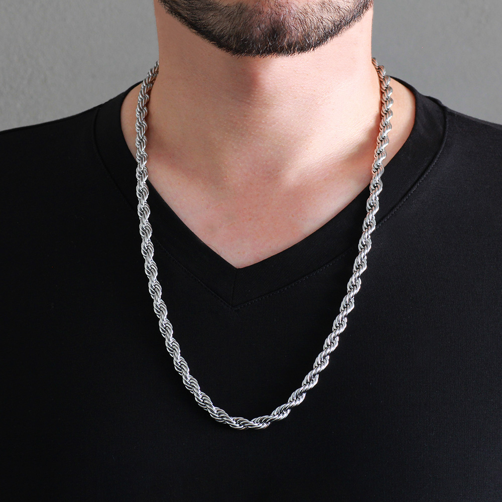Silver Renk Çelik Erkek Halat Zincir - 2