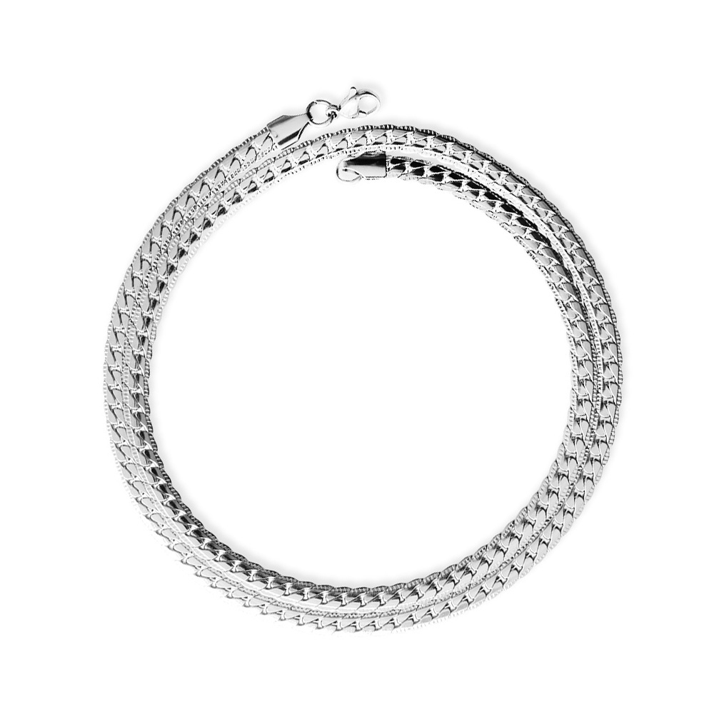 Gümüş Renk Çelik Erkek Press Snake Zincir Kolye - 2