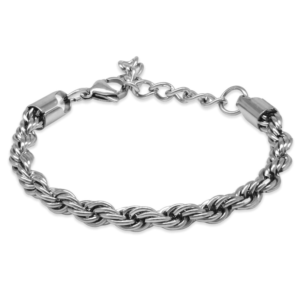 Gümüş Renk Çelik Kadın Halat Zincir Bileklik - 3