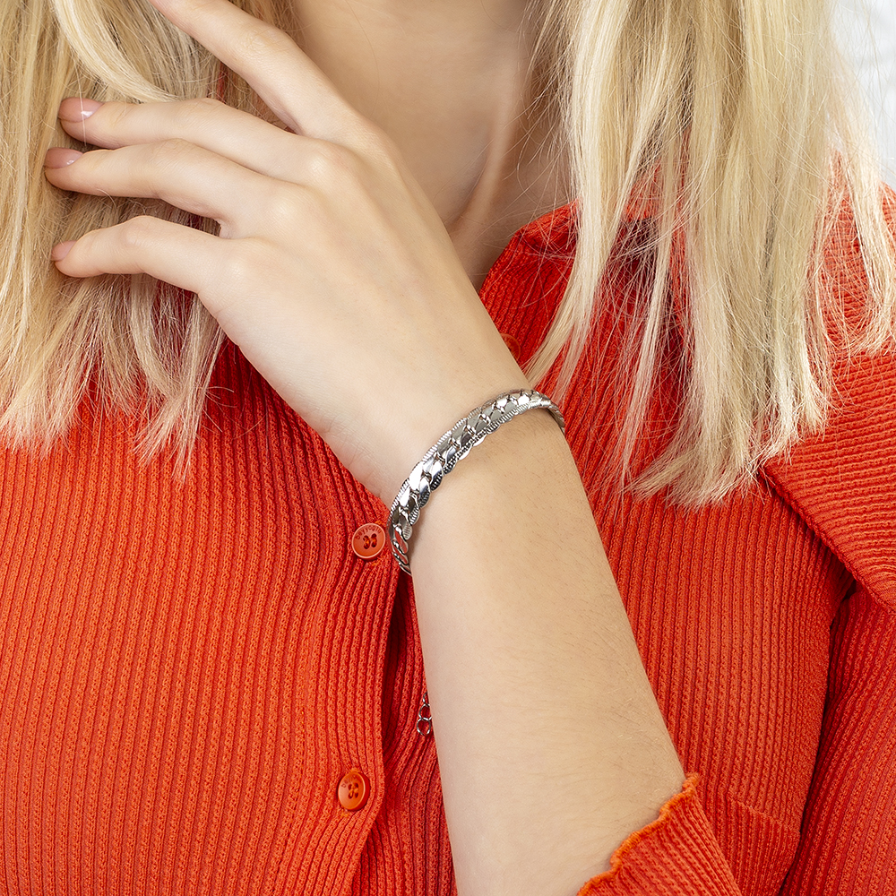 Gümüş Renk Çelik Kadın Snake Bileklik - 3