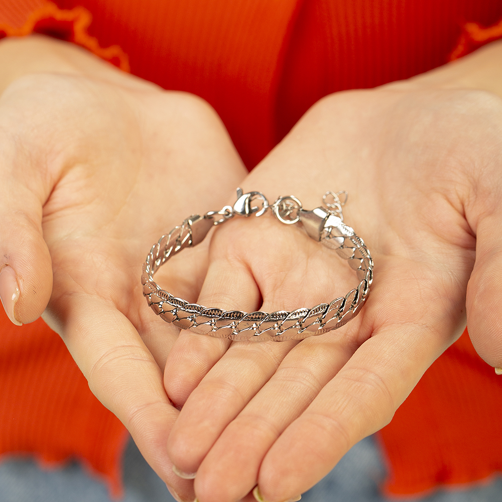 Gümüş Renk Çelik Kadın Snake Bileklik - 2