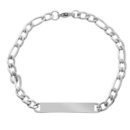 Gümüş Renk Gurmet Zincirli Basic Model İsme Özel Yazılı Erkek Çelik Bileklik - Tesbihane