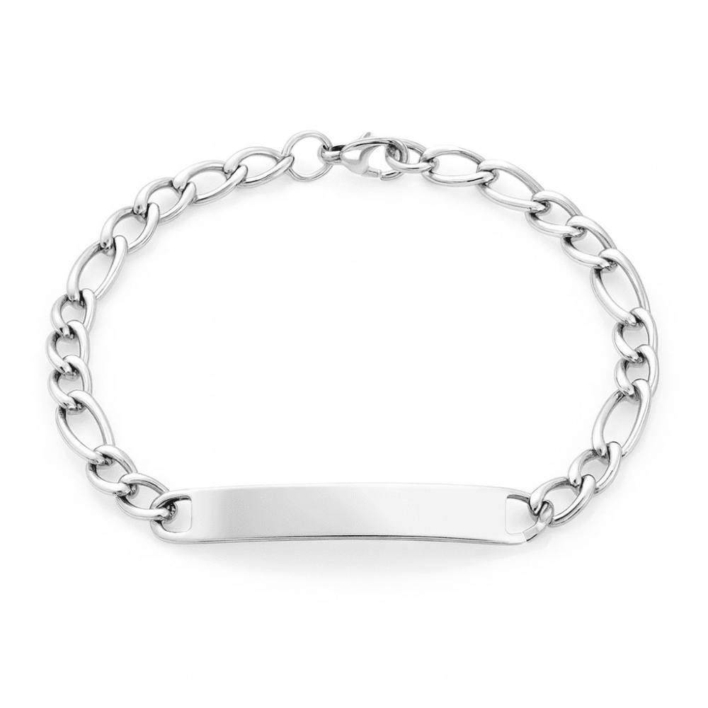 Gümüş Renk Gurmet Zincirli Basic Model İsme Özel Yazılı Erkek Çelik Bileklik - 4