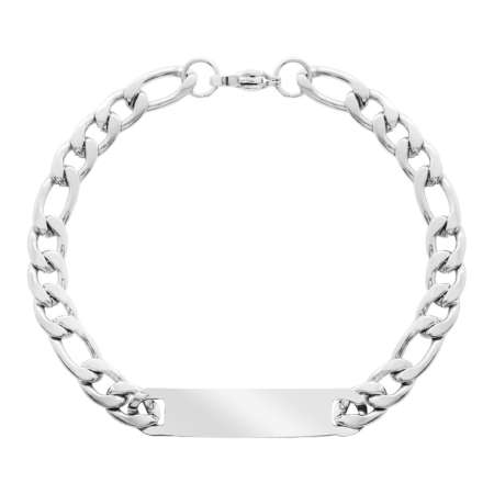 Gümüş Renk Gurmet Zincirli İsme Özel Yazılı Erkek Çelik Bileklik - Tesbihane