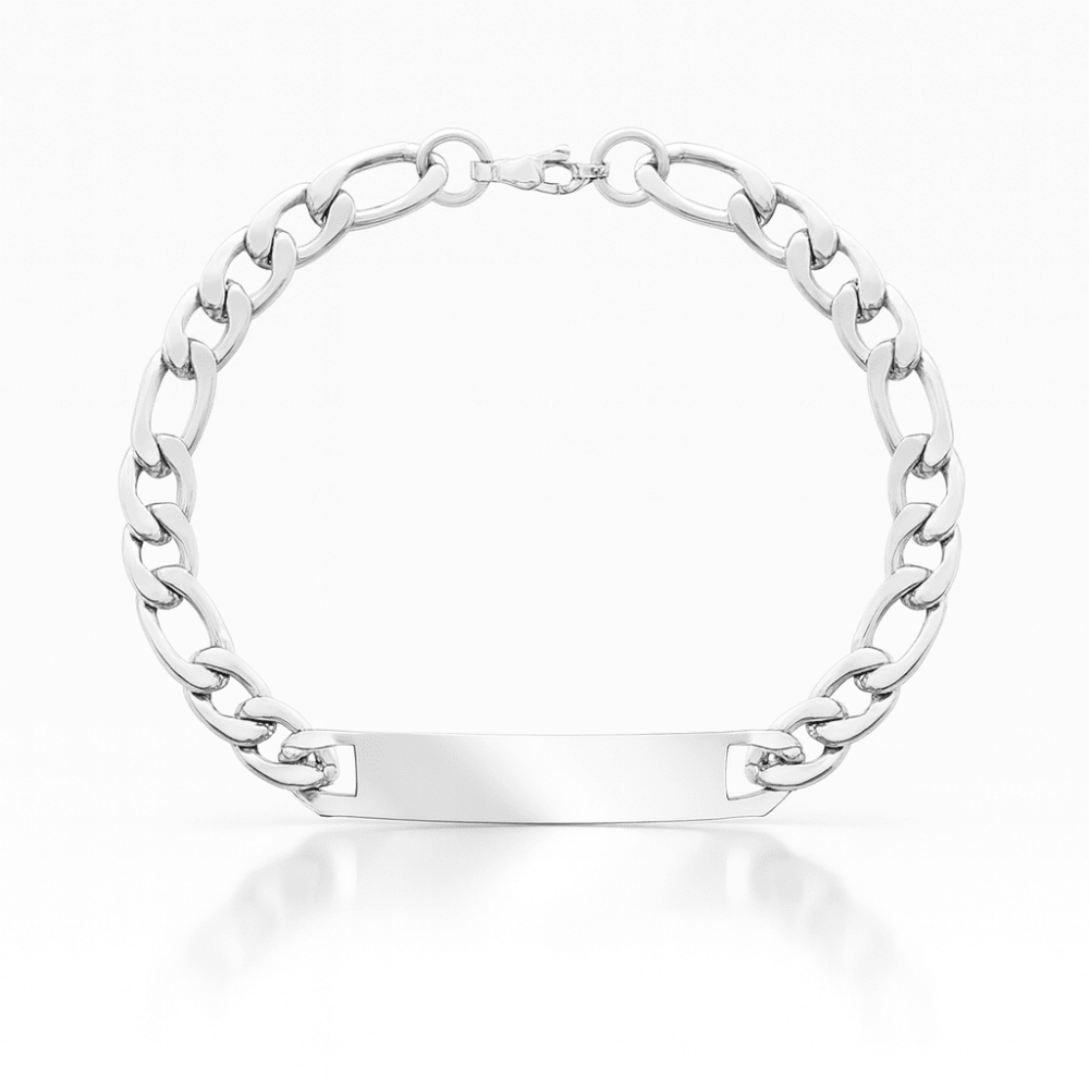 Gümüş Renk Gurmet Zincirli İsme Özel Yazılı Erkek Çelik Bileklik - 4