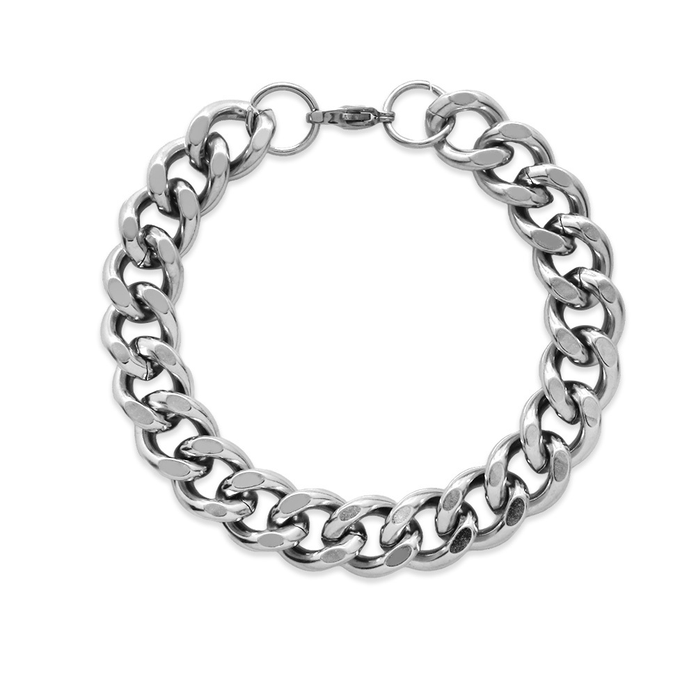 Gümüş Renk Gurmet Zincirli Modern Tasarım Erkek Çelik Bileklik - 3