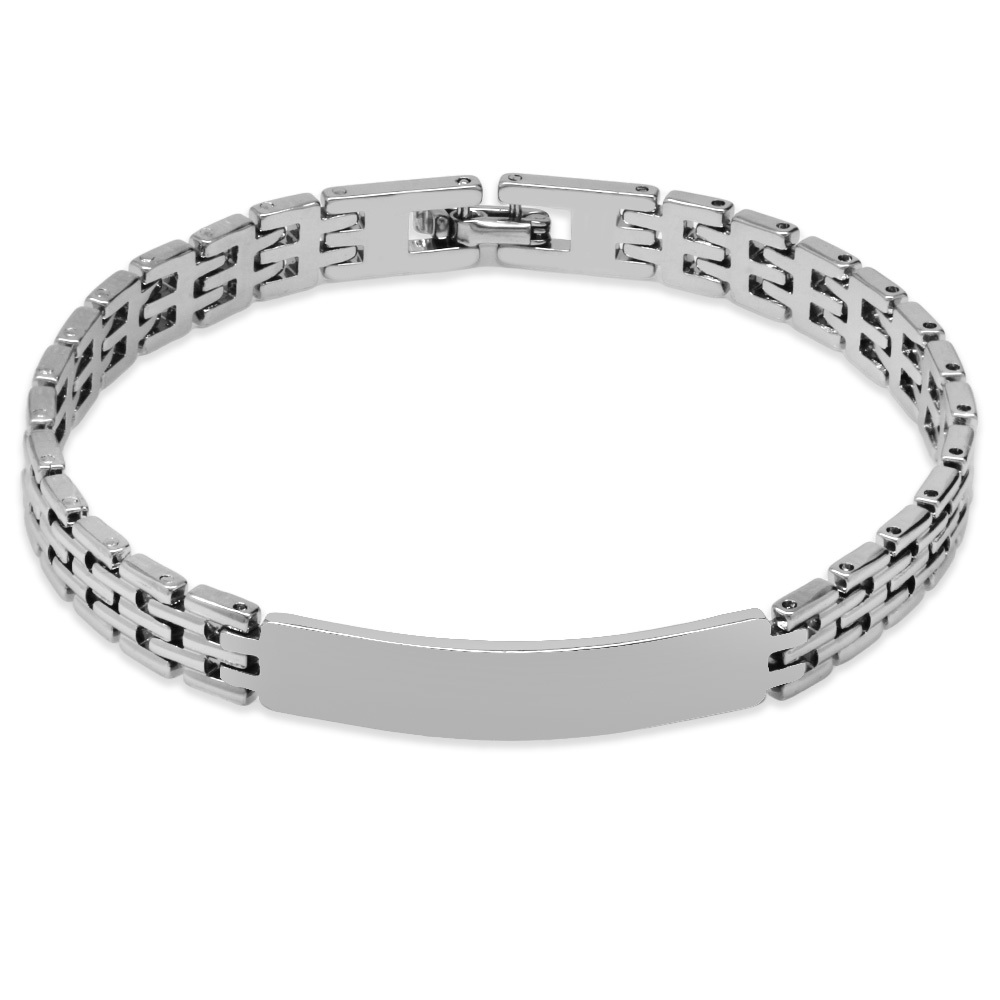 Gümüş Renk Hasır Tasarım Kordonlu İsme Özel Yazılı Metal Alaşım Üzeri Kaplama Erkek Bileklik - 4